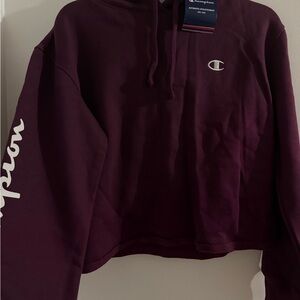 NEW Champion Burgundy Cropped Hoodie